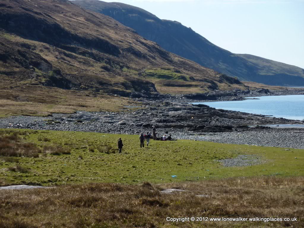 My first encounter with the group of Dutch walkers, here taking in the scenery (and litter) in Camasunary