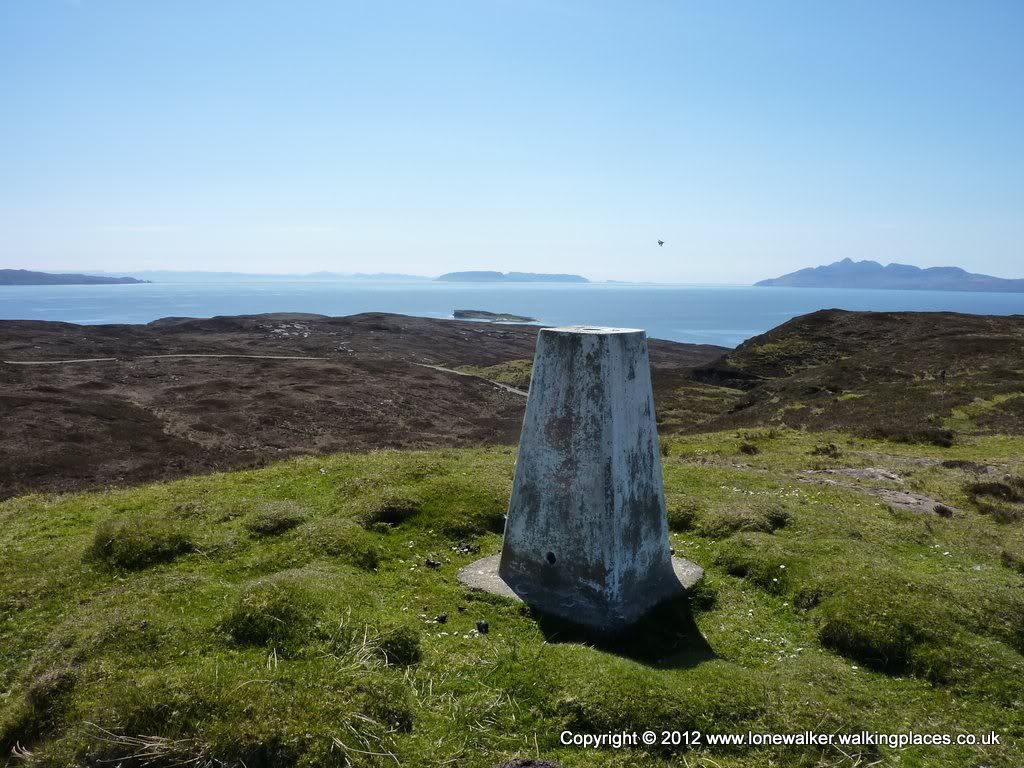 Elgol trig point with RAF fighter jet screaming away in front of me