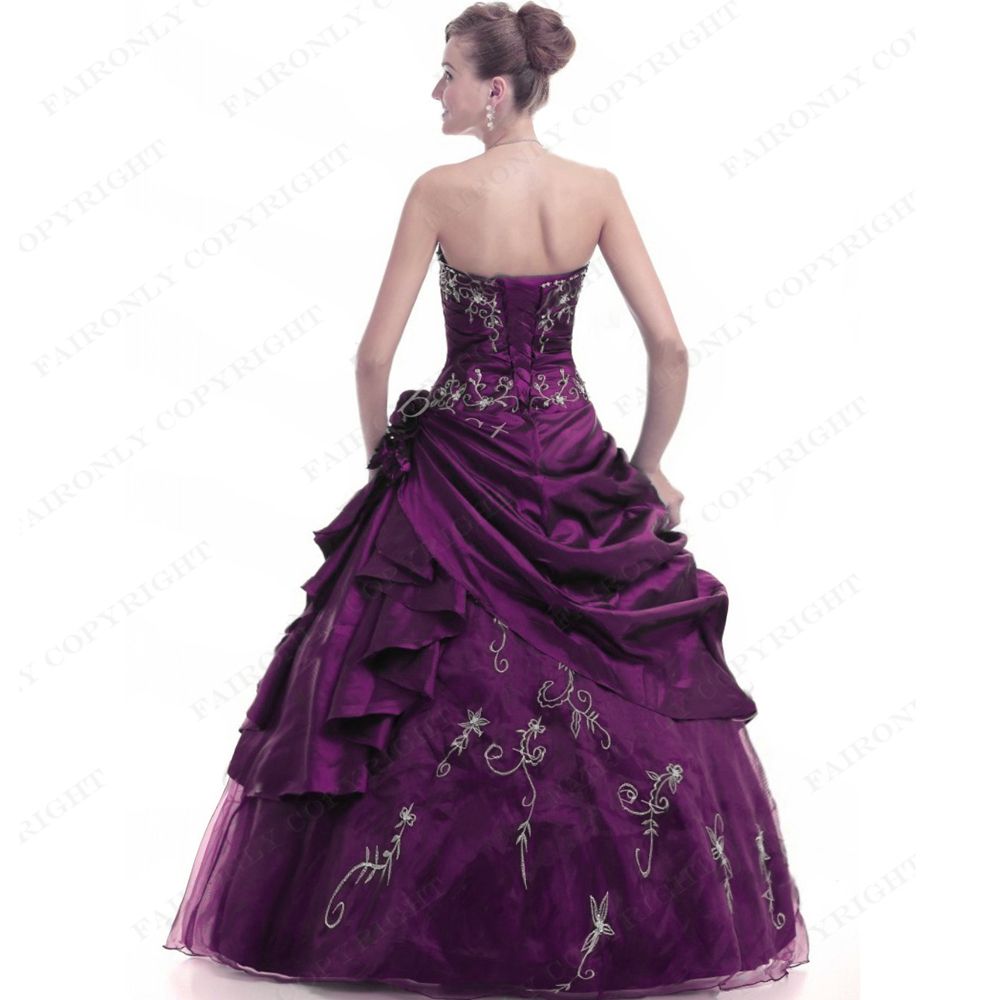 Faironly Purple Long Evening Formal Prom Dresses Ball Gowns Size 6 8 10