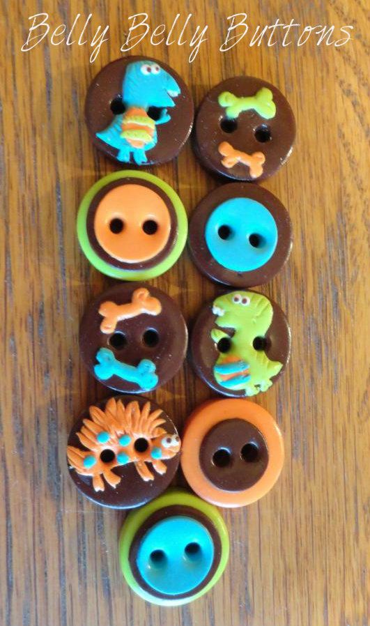 Set of 9 Dino Buttons 3/4"