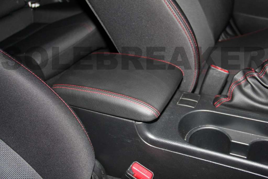 0812 wrx/sti shift boot/brake boot and armrest (black leather/red