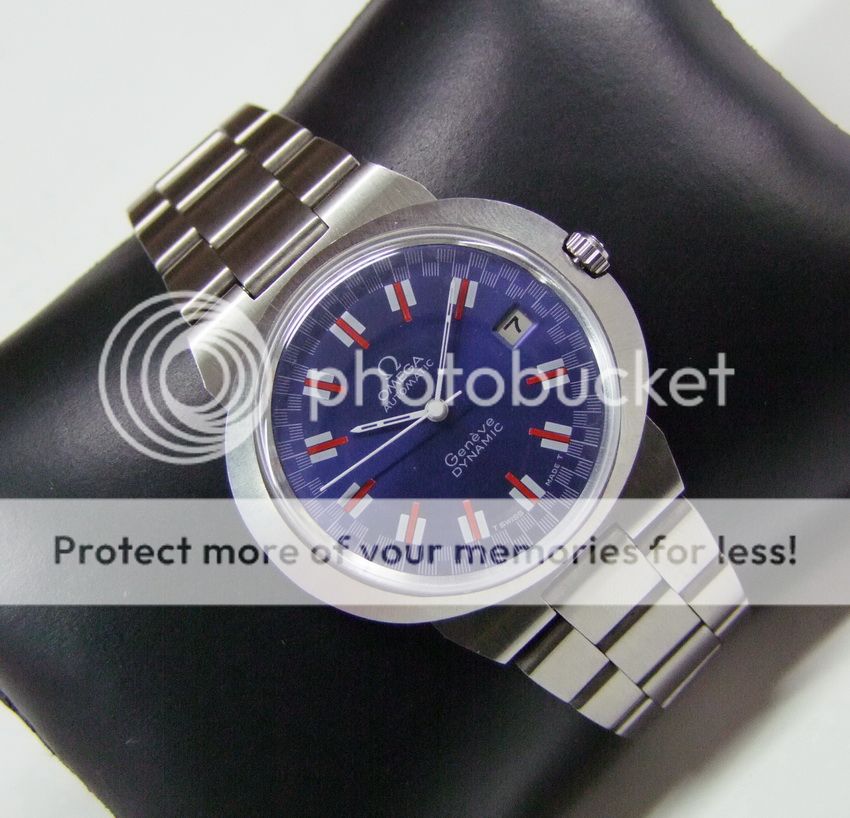 80S OMEGA GENEVE DYNAMIC BLUE RACING DIAL DATE AUTO MANS  