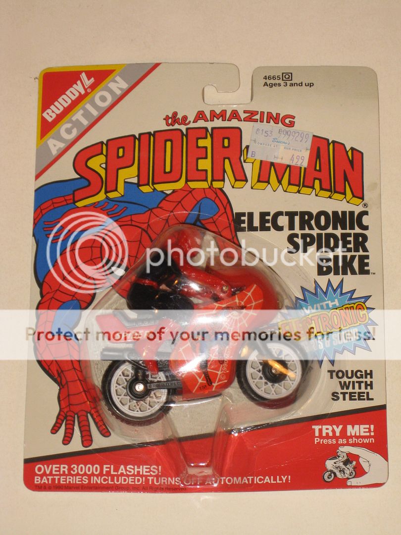 Amazing Spiderman Electronic Spider Bike Unopened on Card 1990 Marvel 