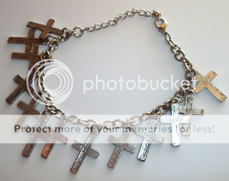 TARNISHED MULTI CROSS Charm Emo Grunge Rumi Bracelet  